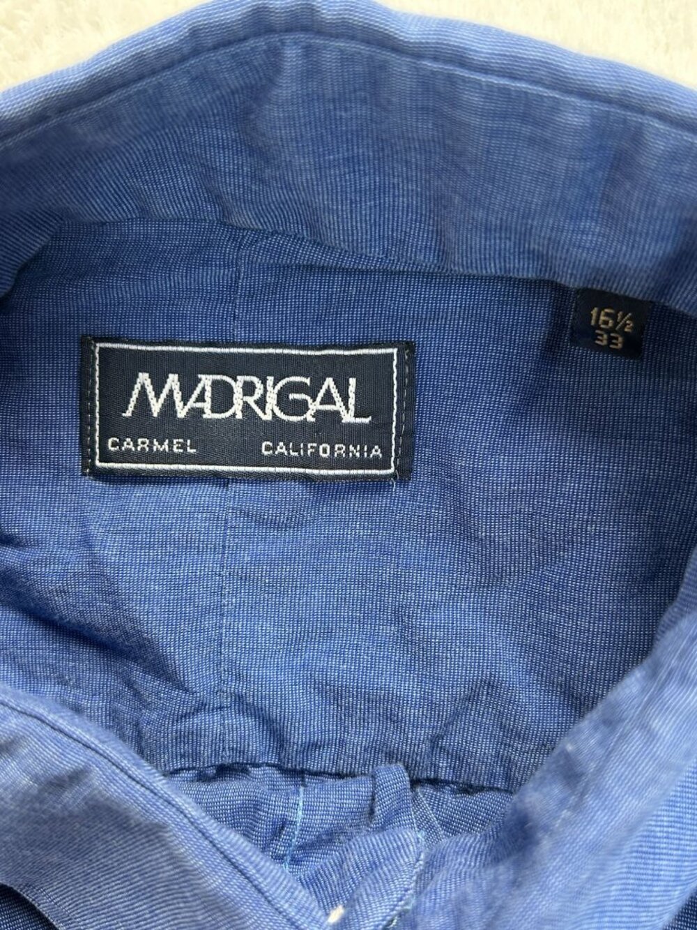 Madrigal Mens Blue Long-Sleeve Button-Up Dress Shirt 16 1/2 33 Cotton Casual - Picture 3 of 9